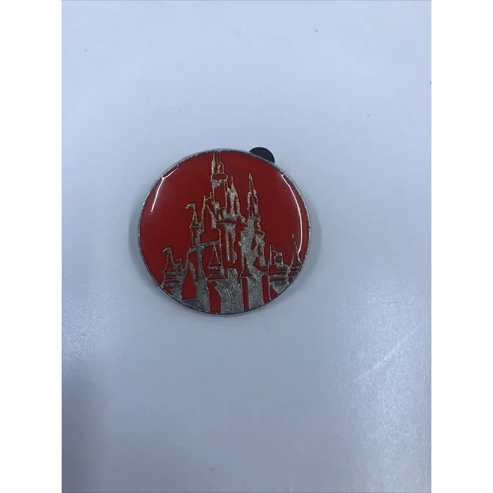 Disney Trading Pin 2011 Disney Parks Red Silver Castle World Icons